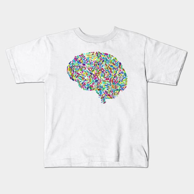 Brain Pills Kids T-Shirt by Mako Design 